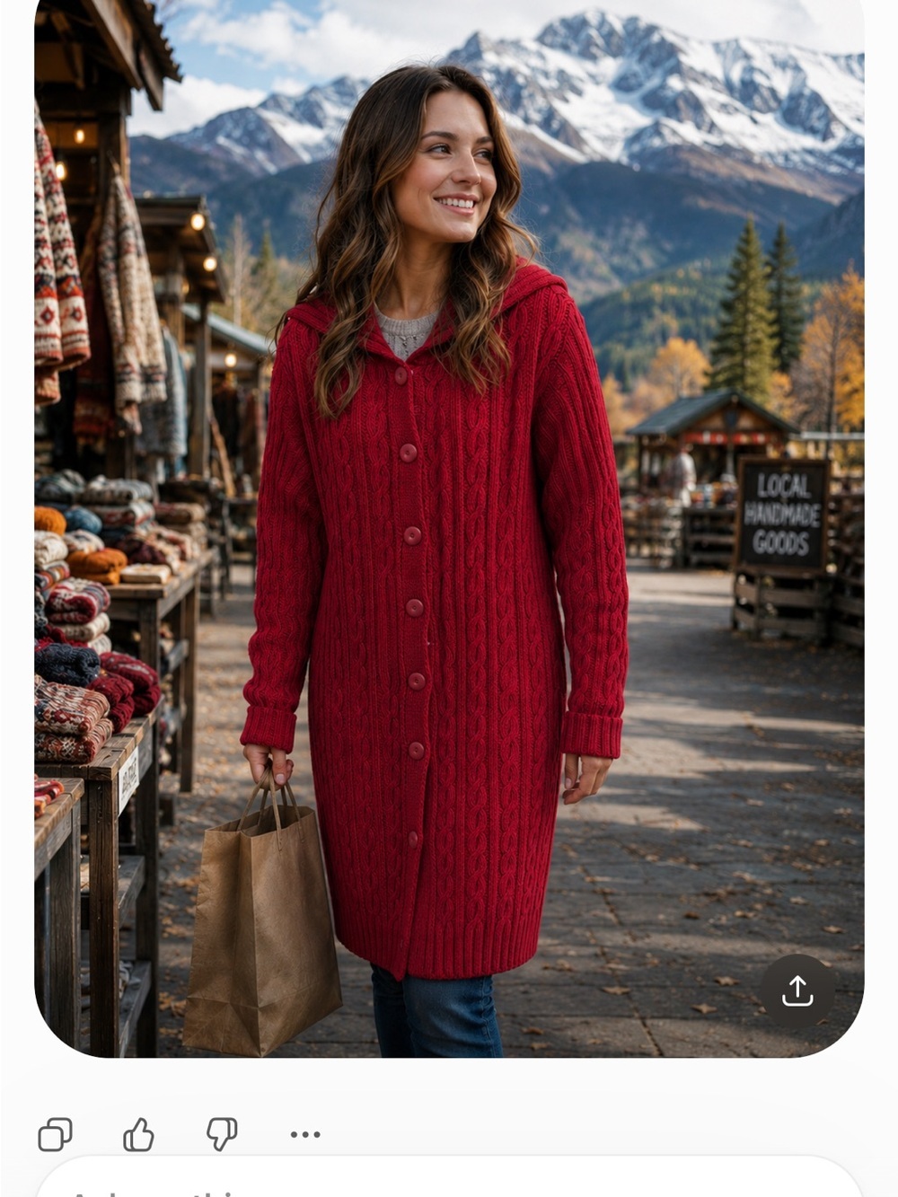 Aran Crafts Ireland Long Cable Knit Merino Wool Button Front Cardigan Red size M